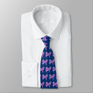 Chien Samoyé Silhouette violet bleu cravate