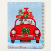 Chien schnauzer en voiture avec le Père Noël (Dos)