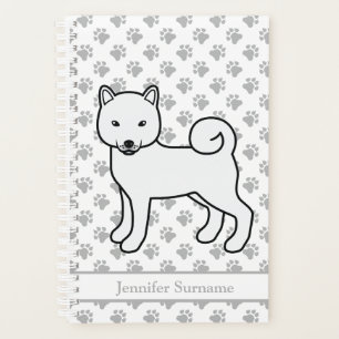 Chien Shiba Inu blanc mignon et pattes & Texte