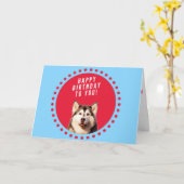 Chien sibérien Husky Heureux Carte de voeux d'anni (Fleur jaune)