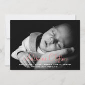 Chien simple rose pur faire-part de naissance stat (Devant)