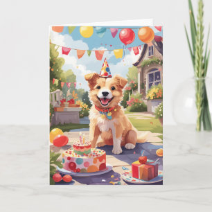 Chien souriant dehors célébrant Carte