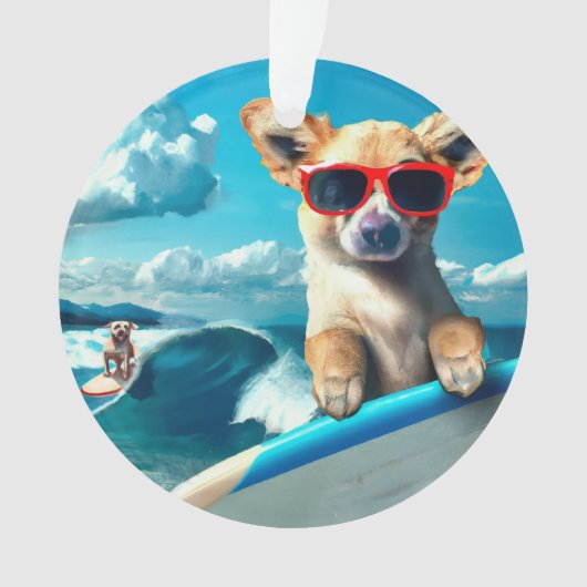 Chien sur le surf avec lunettes de soleil AI Art N (devant)