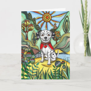 Chien tacheté fantaisiste Zentangle et carte de vœ