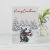 Chien-taureau français dans la carte de Noël de ne (Debout devant)