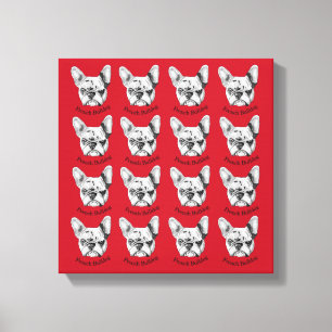 Chien-taureau français sur toile étirée rouge Impr