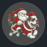 Chien-taureaux anglais Père Noël Christmas Tree Li<br><div class="desc">Français Bulldog Père Noël Christmas Tree Lights T-shirt Chien Xmas Boys. Sticker rond classique noël,  Noël,  Noël père Noël,  père Noël,  bulldog,  joyeux noël,  santa claus,  arbre de noël,  pull de noël,  amusants Noël,  noël bulldog,  noël bulldog,  clauds équitation anglais,  noël de chien,  équitation,  anglais</div>