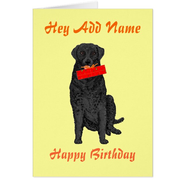 Chien tenant le cadeau d'anniversaire (Devant)