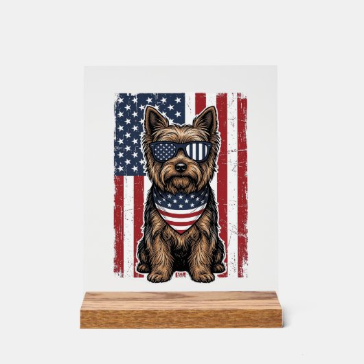 Chien Terrier Patriotique Dessin Vectoriel Drapeau (Recto)