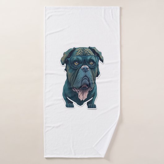 Chien vert avec lunettes (Serviette de bain)