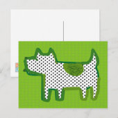 "chien vert" peinture numérique Carte postale (Devant / Derrière)