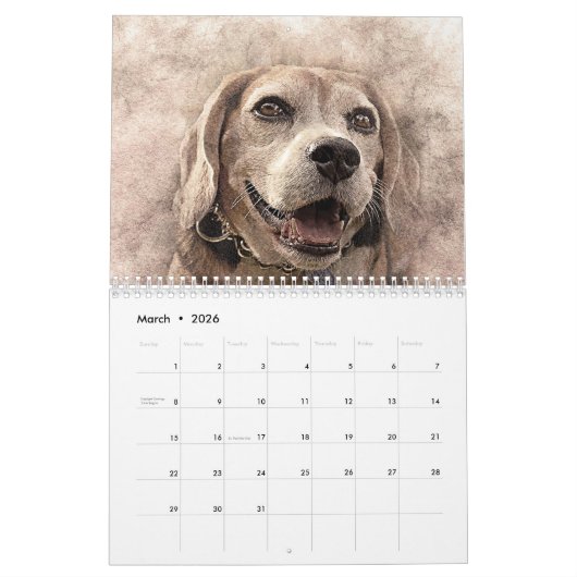 Chien vintage calendrier 2023 (Mar 2026)