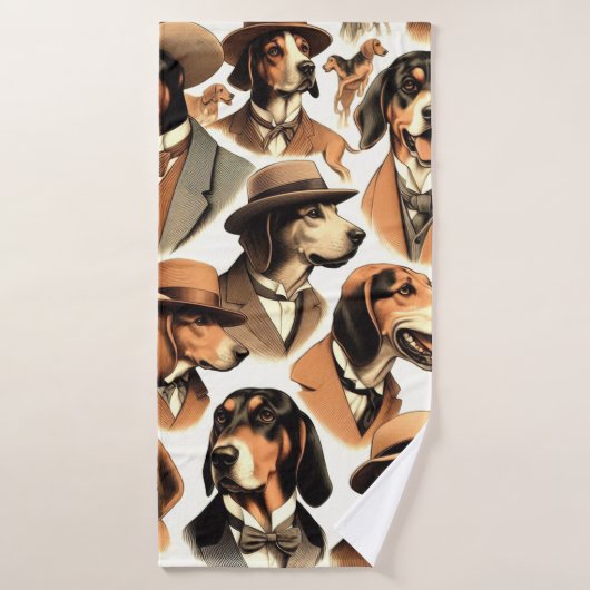 Chien vintage sans soudure (Serviette de bain)