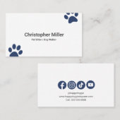 Chien Walker Animal de compagnie assis Carte de vi (Devant / Derrière)