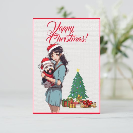 Chien Westie Cute Avec Carte Fille Xmas (Debout devant)