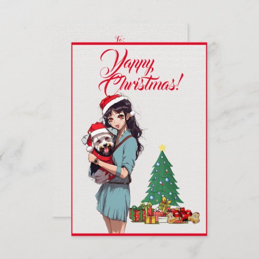 Chien Westie Cute Avec Carte Fille Xmas (Devant / Derrière)