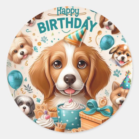 Chien Woof Tastic Happy Birthday Stickers (Devant)