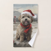 Chien Yorkipod en Noël de neige (Serviette à main)