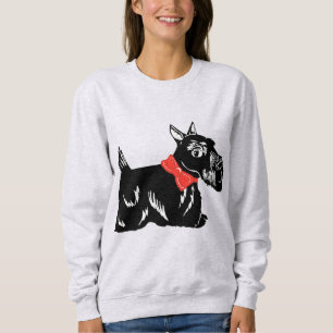 Chienne écossaise avec Sweatshirt de Bow rouge