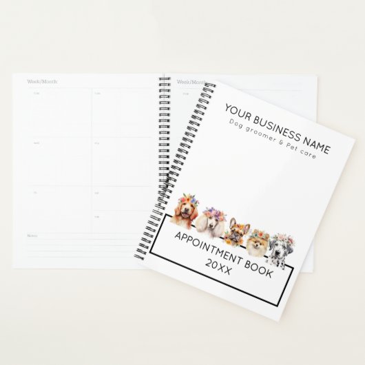 Chiens adorables avec couronne de fleurs, aquarell (Devant avec enveloppe)