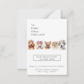 Chiens adorables fleur aquarelle toilettage carte (Dos)