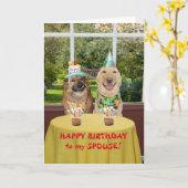 Chiens amusants Carte d'anniversaire pour conjoint (Fleur jaune)