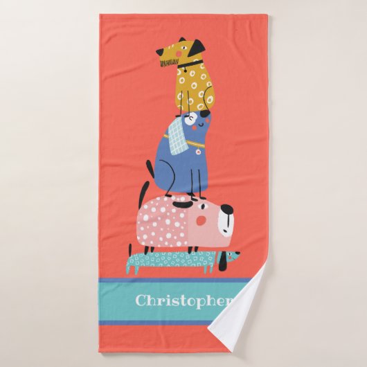 Chiens amusants Enfants (Serviette de bain)