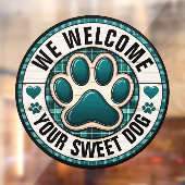 CHIENS BIENVENUS Autocollant pour fenêtre (Feuille 2)