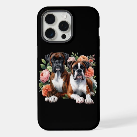 Chiens Boxer Parmi Les Fleurs (Verso)
