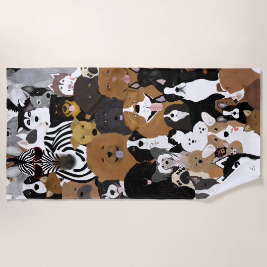 Chiens, chat et serviette de plage de poulet (Devant)