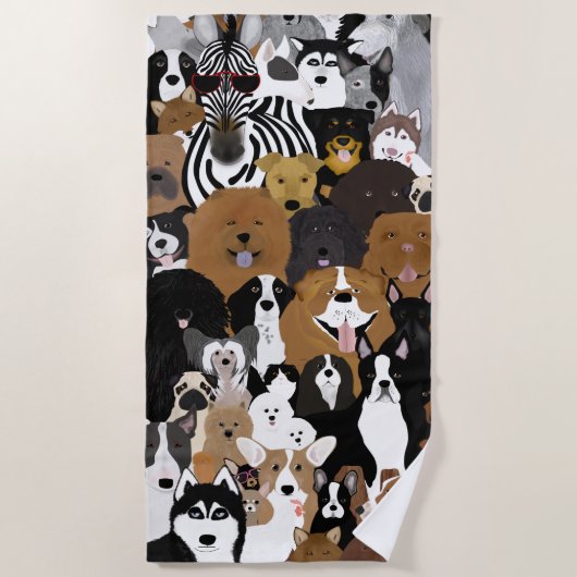 Chiens, chat et serviette de plage de poulet (Devant)