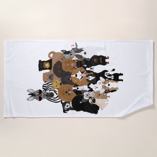 Chiens, Chat, Poulet, Serviette de plage Zebra (Devant)