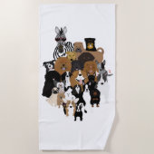 Chiens, Chat, Poulet, Serviette de plage Zebra (Devant)