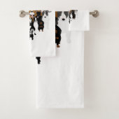 Chiens, Chat, Poulet, Serviette Zébrée (En situation)