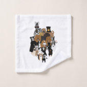 Chiens, Chat, Poulet, Serviette Zébrée (Gant de toilette)