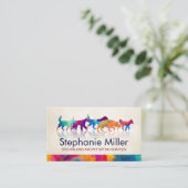 Chiens colorés amusants - Carte de visite de march (Debout devant)