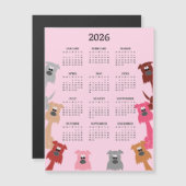 Chiens Colorés Calendrier 2026 Carte Magnétique (Devant / Derrière)