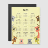 Chiens Colorés Calendrier 2026 Carte Magnétique (Devant / Derrière)