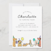 Chiens colorés Invitation de fête d'anniversaire (Devant)