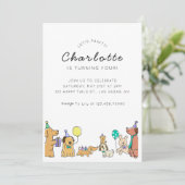 Chiens colorés Invitation de fête d'anniversaire (Debout devant)