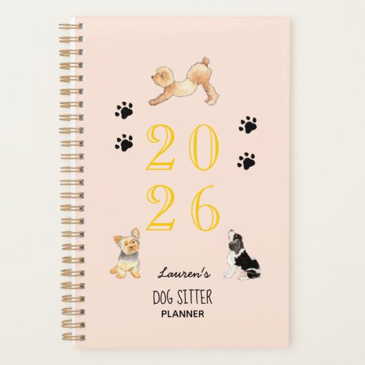 Chiens d'aquarelle mignonnes, Planner 2026 de la c (Devant)