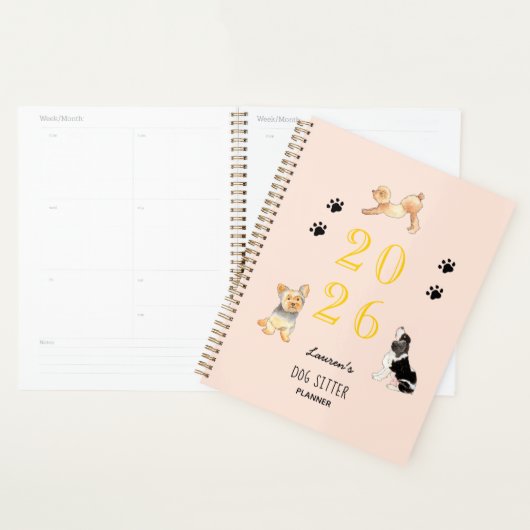 Chiens d'aquarelle mignons, chien de garde 2025 Pl (Devant avec enveloppe)