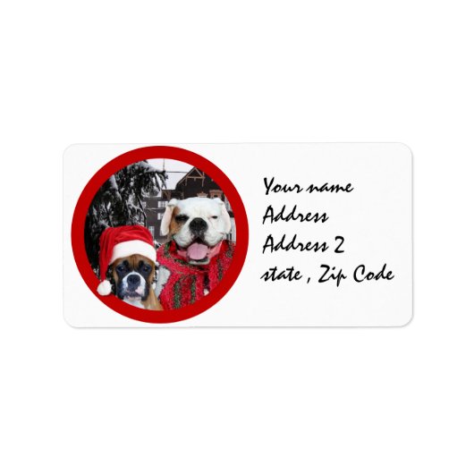 Chiens de boxe de Noël expédiant des étiquettes (Devant)