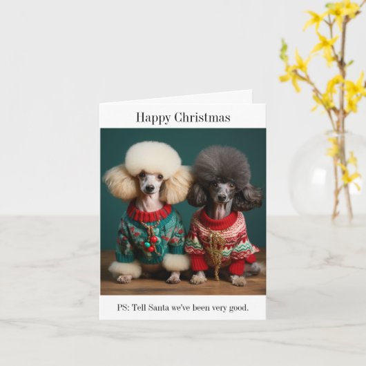 Chiens de caniche Carte de Noël (Fleur jaune)