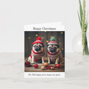 Chiens de carlin Bonne carte de Noël