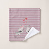 Chiens De Cartoon Mignons En Amour, Bandes - Perso (Gant de toilette)