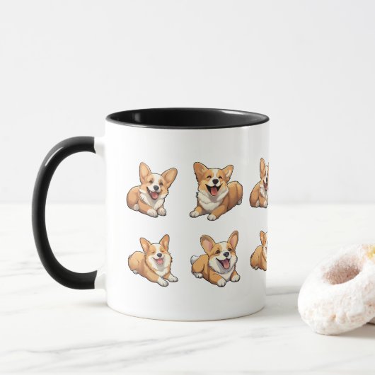 Chiens de chiot mignonette de corgi jolly Mug (Avec donut)