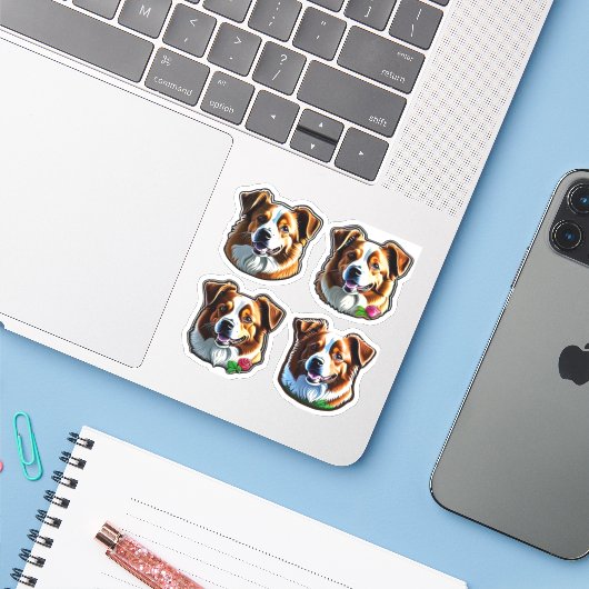 Chiens de collection de stickers (Ordinateur portable avec iPhone)