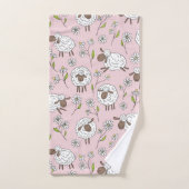 Chiens de comptage sur coton bonbon rose (Serviette à main)