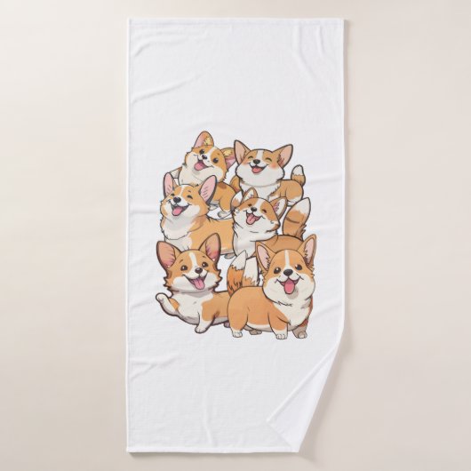 Chiens de Corgi heureux (Serviette de bain)